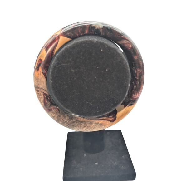 Vtg Natural Wood Colorful Browns Creams Grays & Burgundy Colored Bangle Bracelet - Picture 10 of 10